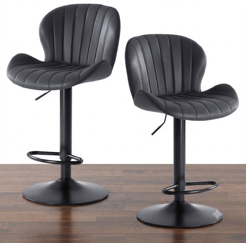 Modern Faux Leather Upholstered Swivel Bar Stools | Set Of 2