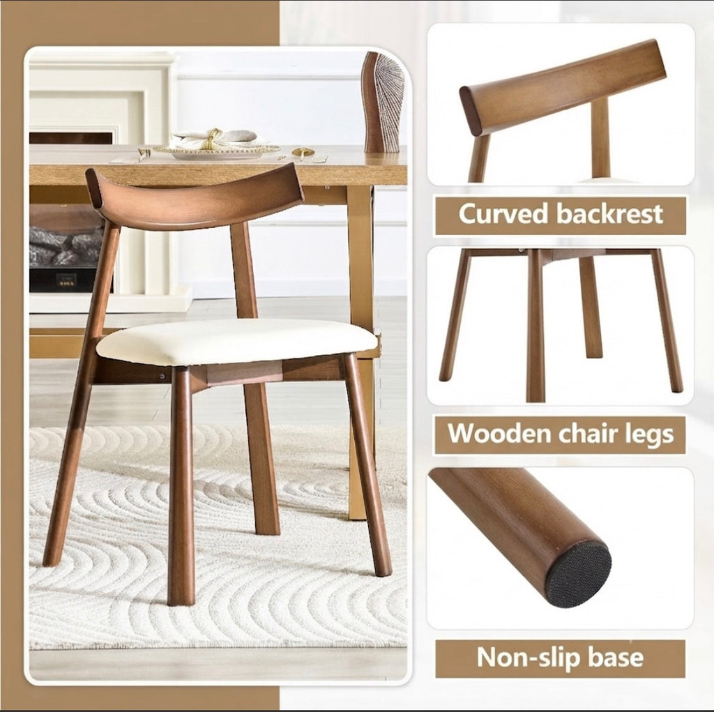 Modern Upholstered Kitchen Chair With Ergonomic Backrest | Set of 2