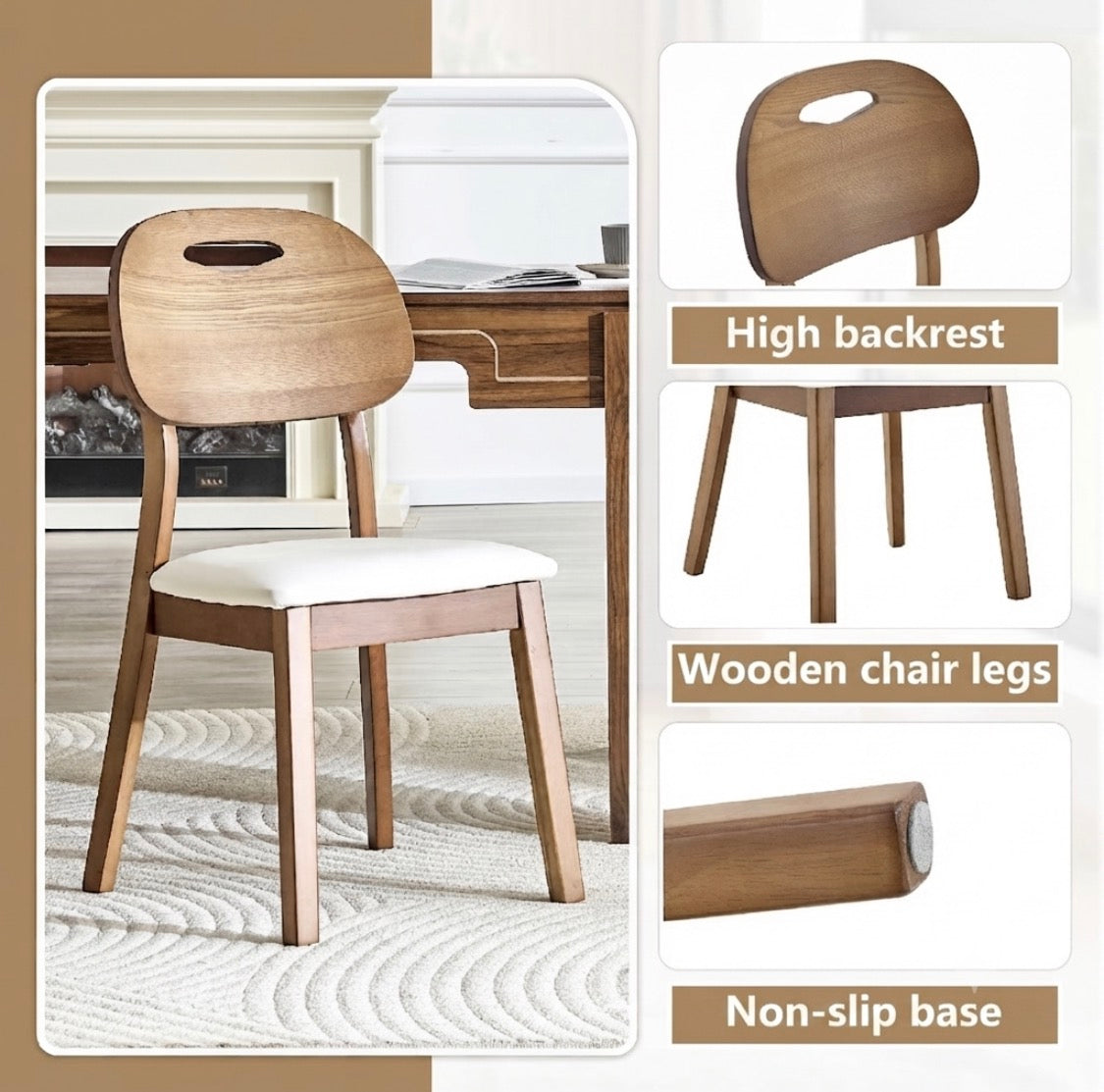 Modern Dining Chairs With Oval Backrest | Set Of 2