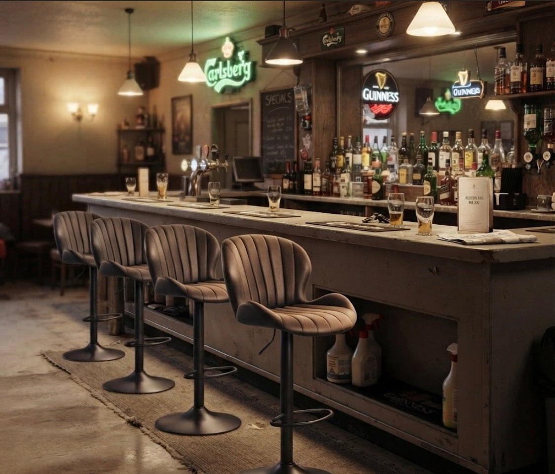 Modern Faux Leather Upholstered Swivel Bar Stools | Set Of 2